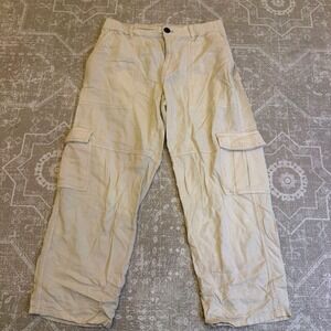 PILCRO Womens Beige Cargo Pants Size S Wide Leg Utility Casual
